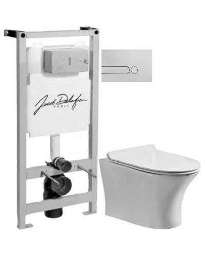 Комплект подвесной унитаз Orange C01-100W + система инсталляции Jacob Delafon E5504-NF + E4326-CP