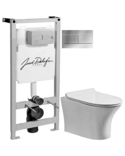 Комплект подвесной унитаз Orange C01-100W + система инсталляции Jacob Delafon E5504-NF + E4316-CP