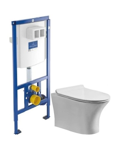 Комплект подвесной унитаз Orange C01-100W + система инсталляции Villeroy & Boch 92246100