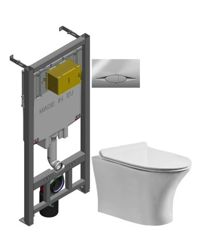 Комплект подвесной унитаз Orange C01-100W + система инсталляции Jacob Delafon E29025-NF + E29027-CP