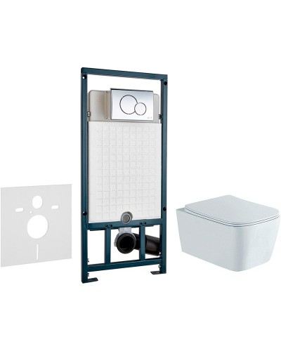 Комплект унитаза Aquatek Либра New AQ1148N-00 с сиденьем Микролифт и инсталляцией WeltWasser WW Marberg 507 10000005949+10000005952 с клавишей смыва Хром глянцевый