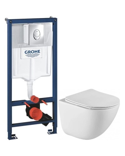 Комплект подвесной унитаз BelBagno Amanda BB051CHR + BB051SC + система инсталляции Grohe 38721001