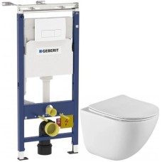Комплект подвесной унитаз BelBagno Amanda BB051CHR + BB051SC + система инсталляции Geberit 458.125.11.1