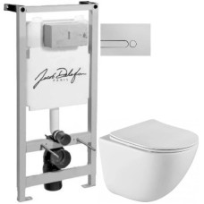 Комплект подвесной унитаз BelBagno Amanda BB051CHR + BB051SC + система инсталляции Jacob Delafon E5504-NF + E4326-CP