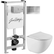 Комплект подвесной унитаз BelBagno Amanda BB051CHR + BB051SC + система инсталляции Jacob Delafon E5504-NF + E4316-CP