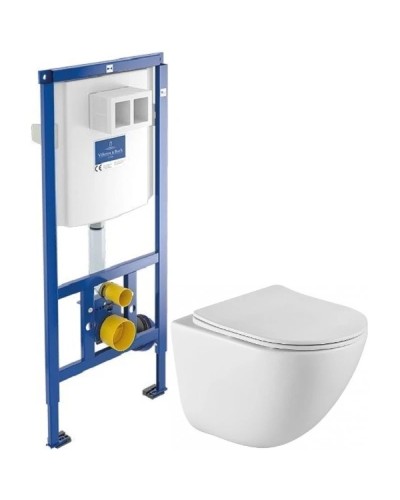 Комплект подвесной унитаз BelBagno Amanda BB051CHR + BB051SC + система инсталляции Villeroy & Boch 92246100
