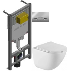 Комплект подвесной унитаз BelBagno Amanda BB051CHR + BB051SC + система инсталляции Jacob Delafon E29025-NF + E29027-CP