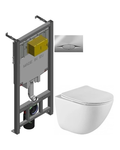 Комплект подвесной унитаз BelBagno Amanda BB051CHR + BB051SC + система инсталляции Jacob Delafon E29025-NF + E29027-CP