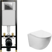 Комплект унитаза Vincea Globo VT1-14S с инсталляцией Cersanit Black 35 S-IN-BLACK-Cg-w с сиденьем Микролифт и клавишей смыва Хром