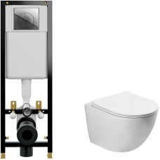 Комплект унитаза Vincea Globo VT1-14S с инсталляцией Cersanit Black 35 S-IN-BLACK-Cg-w с сиденьем Микролифт и клавишей смыва Хром