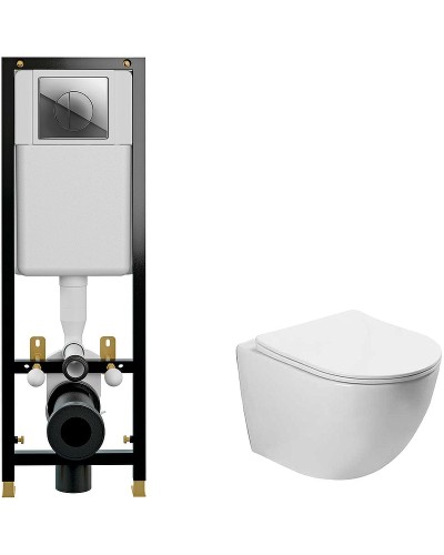 Комплект унитаза Vincea Globo VT1-14S с инсталляцией Cersanit Black 35 S-IN-BLACK-Cg-w с сиденьем Микролифт и клавишей смыва Хром