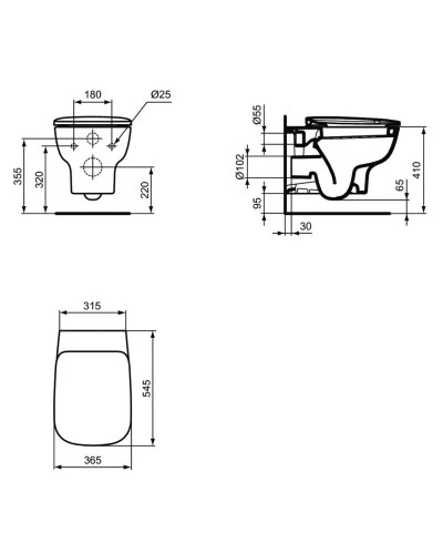 Комплект подвесной унитаз T386001 + T318101 + система инсталляции R020467 Ideal Standard Prosys Esedra AquaBlade T386401