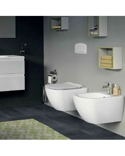 Комплект унитаза с инсталляцией Ideal Standard Tesi Aqua Blade TT00002/121A6 с сиденьем Микролифт и Черной матовой клавишей смыва