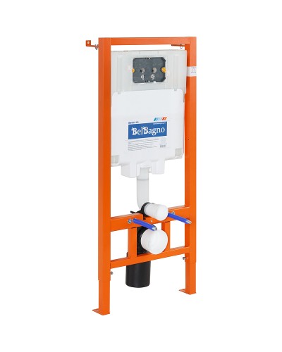 Комплект унитаза с инсталляцией BelBagno Loto BB070CHR/SC/BB002-80/BB005-PR-CHROME с сиденьем Микролифт и клавишей смыва Хром глянцевый