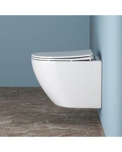 Комплект унитаза с инсталляцией BelBagno Uno BB3105CHR/SC/BB002-80/BB005-PR-CHROME с сиденьем Микролифт и клавишей смыва Хром глянцевый