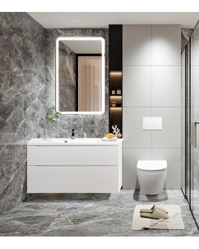 Комплект унитаза с инсталляцией BelBagno Uno BB3105CHR/SC/BB002-80/BB014-SR-BIANCO с сиденьем Микролифт и Белой клавишей смыва