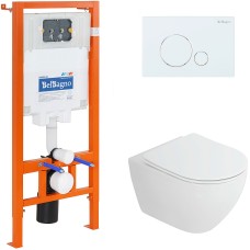 Комплект унитаза Cezares Stylus-Tor CZR-6601-TH-TOR/CZR2316SC с инсталляцией BelBagno BB002-80/BB014-SR-BIANCO с сиденьем Микролифт и Белой клавишей смыва