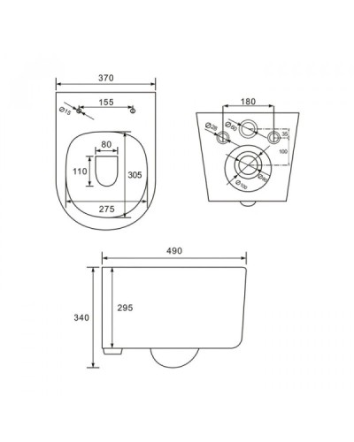 Комплект подвесной унитаз IDDIS Stone STORDSEI25 + система инсталляции Jacob Delafon E5504-NF + E4326-CP