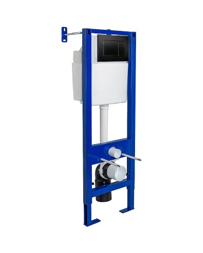 Комплект унитаза BelBagno Uno BB3105CHR/SC с инсталляцией Berges Atom 410 040332 с сиденьем Микролифт и Черной матовой клавишей смыва