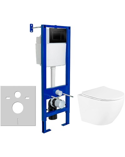 Комплект унитаза BelBagno Uno BB3105CHR/SC с инсталляцией Berges Atom 410 040332 с сиденьем Микролифт и Черной матовой клавишей смыва