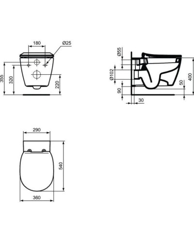 Комплект подвесной унитаз Ideal Standard Connect E771801 + E772401 + система инсталляции Villeroy & Boch 92246100 + 92249061