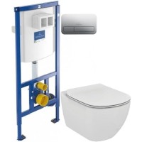 Комплект подвесной унитаз Ideal Standard Tesi T007901 + T352701 + система инсталляции Villeroy & Boch 92246100 + 92249061