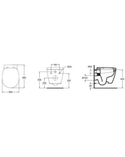 Комплект подвесной унитаз Ideal Standard Connect Space E804601 + E772401 + система инсталляции Villeroy & Boch 92246100 + 92249068