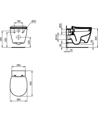 Комплект подвесной унитаз Ideal Standard Connect E771801 + E772401 + система инсталляции Villeroy & Boch 92246100 + 92249068