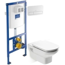 Комплект подвесной унитаз Roca Dama Senso 346517000 + ZRU9302820 + система инсталляции Villeroy & Boch 92246100 + 92249068