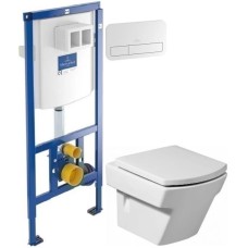 Комплект подвесной унитаз Roca Hall 346627000 + 801622004 + система инсталляции Villeroy & Boch 92246100 + 92249068