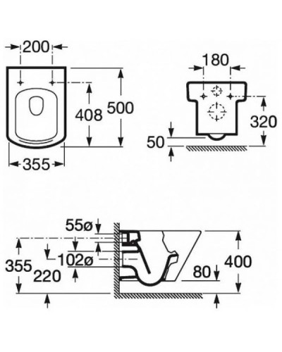 Комплект подвесной унитаз Roca Hall 346627000 + 801622004 + система инсталляции Villeroy & Boch 92246100 + 92249068