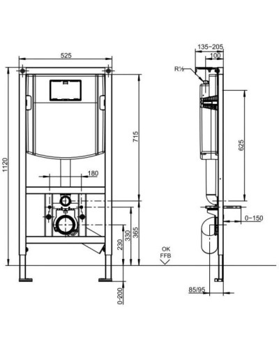 Комплект подвесной унитаз Jacob Delafon Struktura EDF102-00 + E4272-00 + система инсталляции Villeroy & Boch 92246100 + 92249068