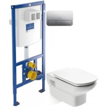 Комплект подвесной унитаз Roca Dama Senso 346517000 + ZRU9302820 + система инсталляции Villeroy & Boch 92246100 + 92249061