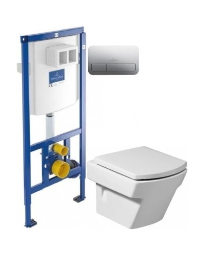 Комплект подвесной унитаз Roca Hall 346627000 + 801622004 + система инсталляции Villeroy & Boch 92246100 + 92249061