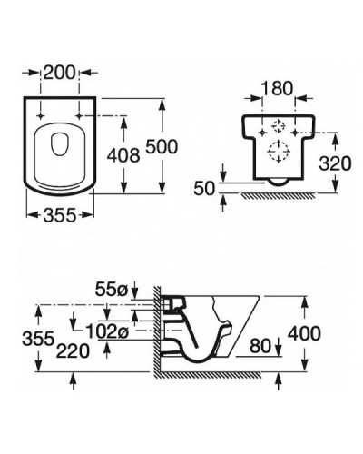 Комплект подвесной унитаз Roca Hall 346627000 + 801622004 + система инсталляции Villeroy & Boch 92246100 + 92249061