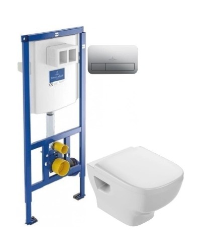 Комплект подвесной унитаз Jacob Delafon Struktura EDF102-00 + E4272-00 + система инсталляции Villeroy & Boch 92246100 + 92249061