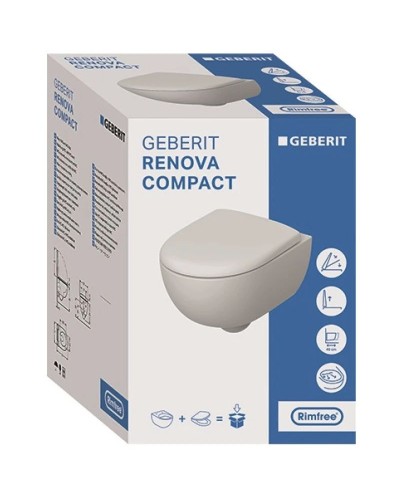 Комплект подвесной унитаз 500.803.00.1 + система инсталляции 458.122.11.1 Geberit Renova Compact 500.122.TC.R