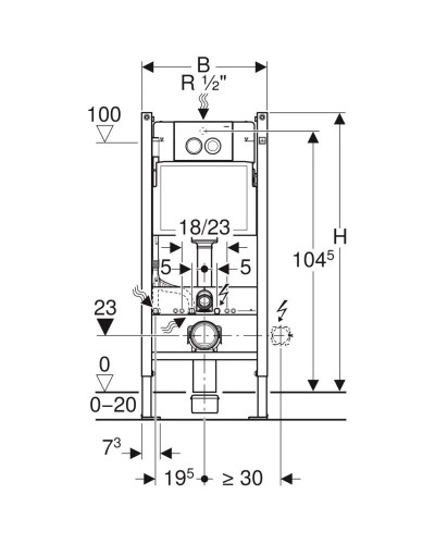 Комплект подвесной унитаз 500.803.00.1 + система инсталляции 458.122.11.1 Geberit Renova Compact 500.122.TC.R
