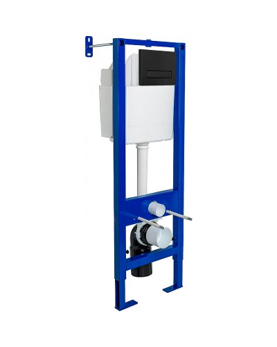 Комплект унитаза BelBagno Amanda BB051CHR+BB051SC с инсталляцией Berges Atom 410 040340 с сиденьем Микролифт и Черной матовой клавишей смыва