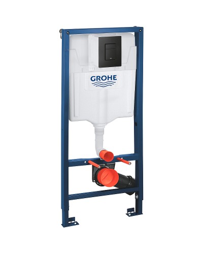 Комплект унитаза BelBagno Uno BB3105CHR/SC с инсталляцией Grohe Rapid SL 38811KF0 с сиденьем Микролифт и Черной матовой клавишей смыва