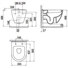 Комплект подвесной унитаз Creavit Terra TP325-11SI00E-0000 + KC0103.03.1300E + система инсталляции Villeroy & Boch 92246100