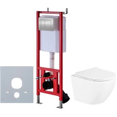 Комплект унитаза BelBagno Uno BB3105CHR/SC с инсталляцией D&K DI8140116 с сиденьем Микролифт и клавишей смыва Хром