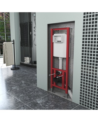 Комплект унитаза BelBagno Amanda BB051CHR+BB051SC с инсталляцией D&K DI8540116 с сиденьем Микролифт и Черной клавишей смыва