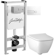 Комплект подвесной унитаз Geberit Smyle Square 500.683.01.1 + система инсталляции Jacob Delafon E5504-NF + E4326-00