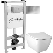 Комплект подвесной унитаз Geberit Smyle Square 500.683.01.1 + система инсталляции Jacob Delafon E5504-NF + E4316-CP
