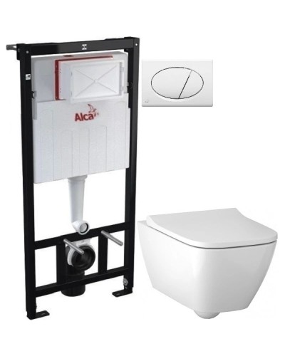 Комплект подвесной унитаз Geberit Smyle Square 500.683.01.1 + система инсталляции AlcaPlast AM101/11203:1RUSSETM70