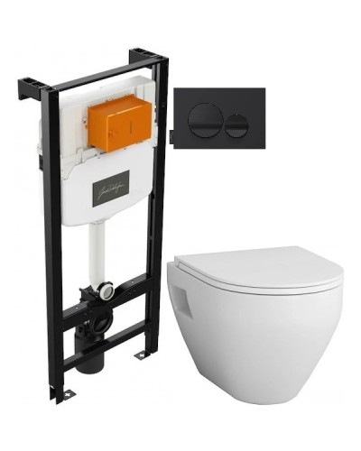 Комплект подвесной унитаз Am.Pm Spirit 2.0 C701738WH + C707857WH + система инсталляции Jacob Delafon E24156-NF + E20859-7-BMT