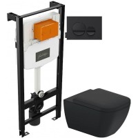 Комплект подвесной унитаз Duravit Happy D.2 2222098900 + 0064591300 + система инсталляции Jacob Delafon E24156-NF + E20859-7-BMT