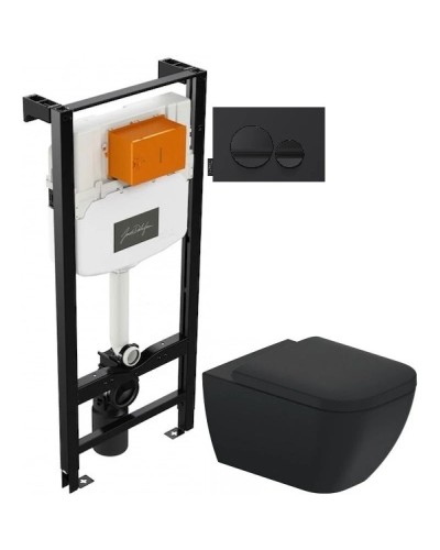 Комплект подвесной унитаз Duravit Happy D.2 2222098900 + 0064591300 + система инсталляции Jacob Delafon E24156-NF + E20859-7-BMT