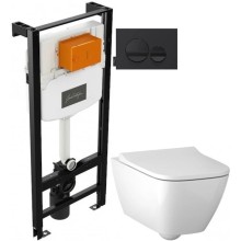 Комплект подвесной унитаз Geberit Smyle Square 500.683.01.1 + система инсталляции Jacob Delafon E24156-NF + E20859-7-BMT